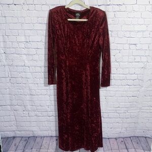 Brett Alixander Womens Vintage Crushed Velvet Maxi Dress Dark Red Size 10 Vamp